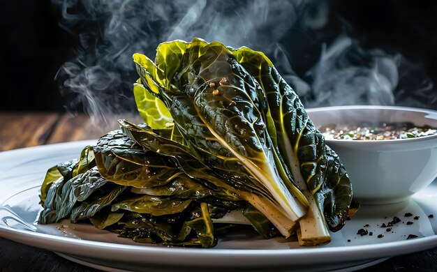 Capturez l'essence de Collard Greens dans une photo de nourriture à l'eau à la bouche