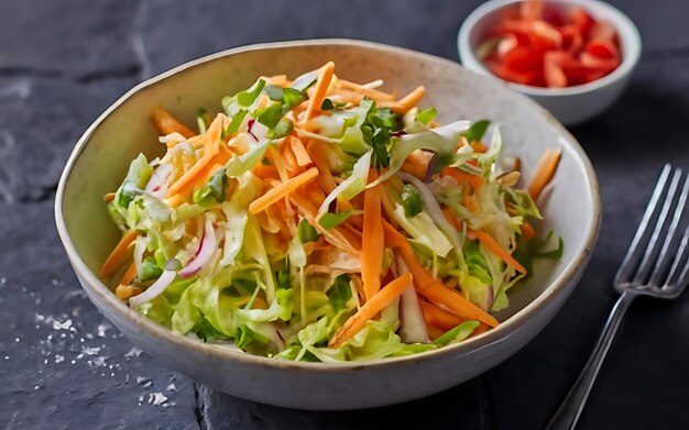 Capturez l'essence de la salade de chou dans une photo de nourriture délicieuse