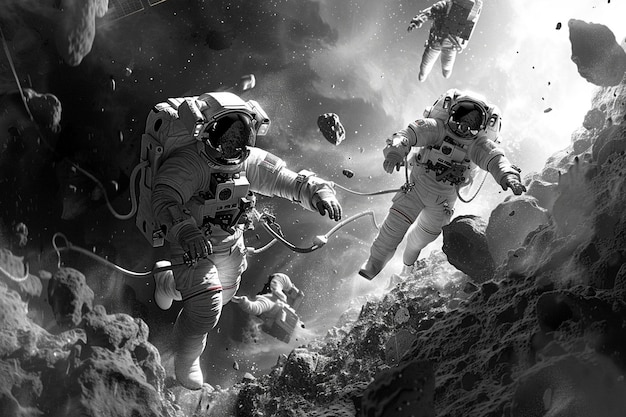 Photo capturez le sentiment d'émerveillement pendant que les astronautes mènent une expérience générative.