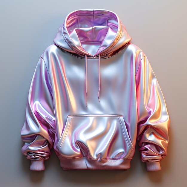 Une capuche holographique chrome colorée une veste métallique psychédélique iridescente