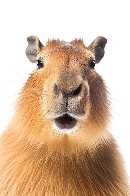 Photo un capybara en gros plan sur un fond blanc