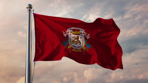 Photo caracas agite un drapeau contre un ciel nuageux