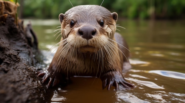 Caractéristiques faciales détaillées d'une petite loutre du zoo brésilien