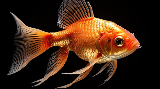 Carassius auratus auratus poissons d'aquarium de poissons d'or sur fond noir
