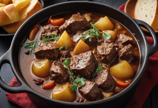 Carbonnade Flamande Un ragoût de bœuf belge fait avec des oignons de bière