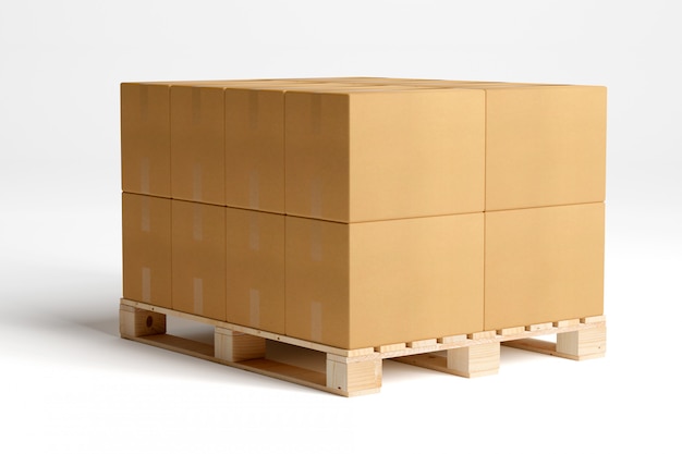 Carboxes isolés sur une palette en bois