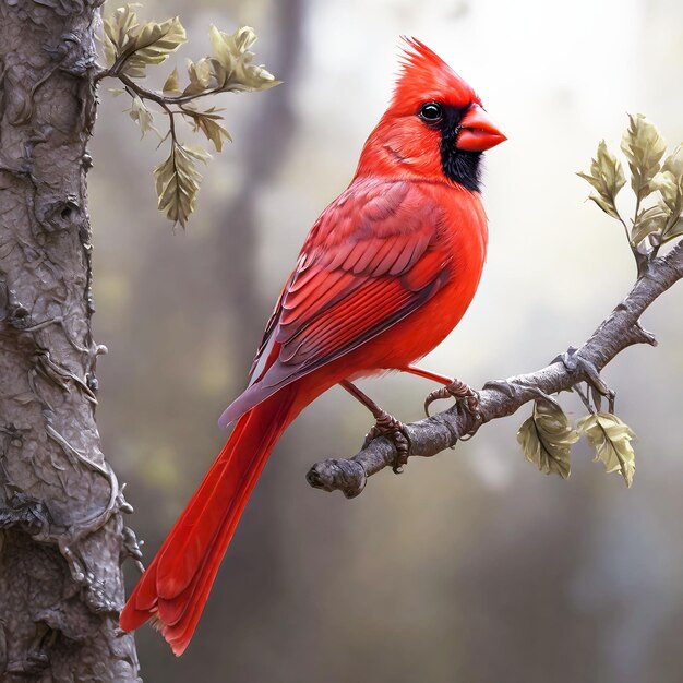 cardinal rouge sur la branche générée par l'IA