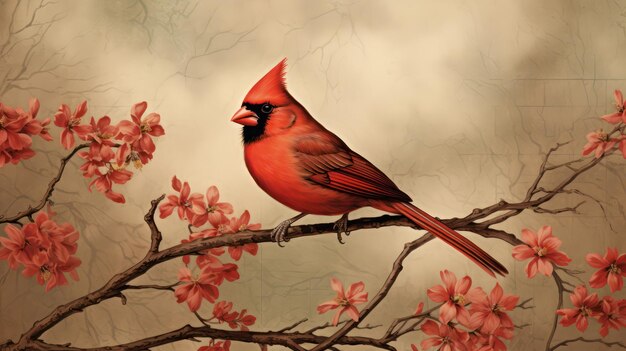 cardinal rouge sur une branche