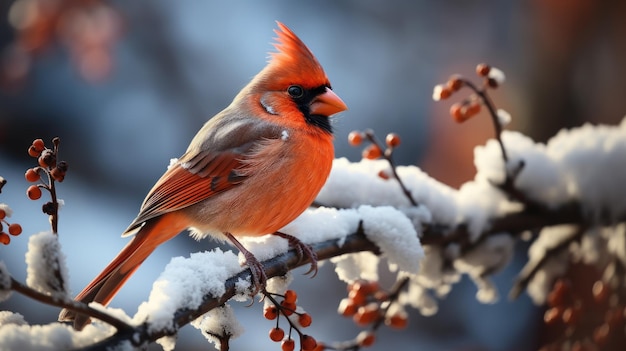 Photo cardinal rouge dans la neige