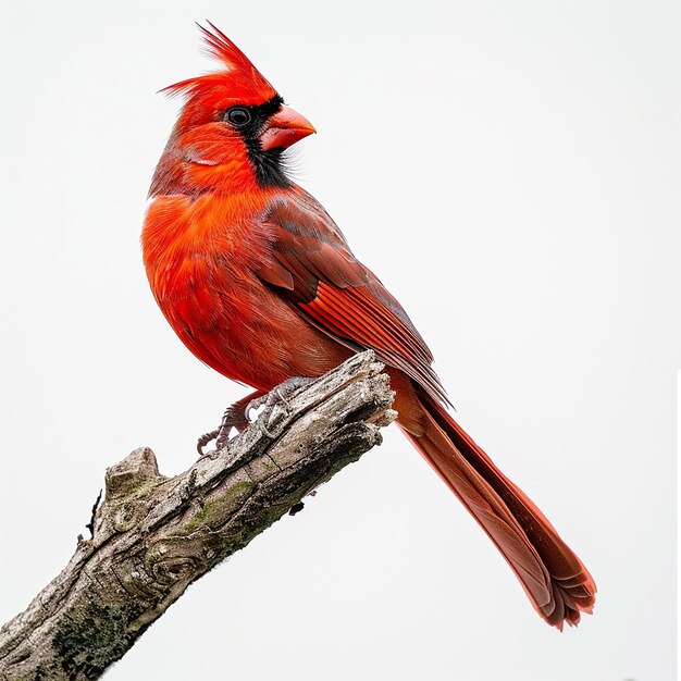 Des cardinaux perchés sur une haute branche d'arbre