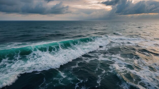 Photo un cargo solitaire à l'horizon d'un vaste océan