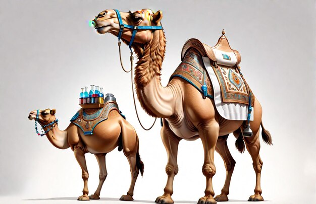 caricature anthropomorphique chameau portant un vêtement de chimie avec des outils chimiques