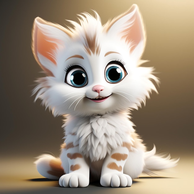 Caricature de chat mignon sur fond blanc