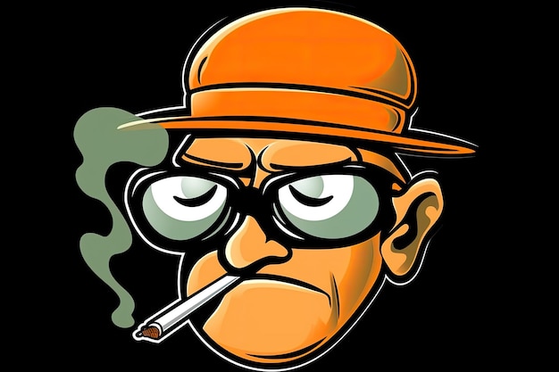 Photo une caricature d'un fumeur d'orange à l'air calme