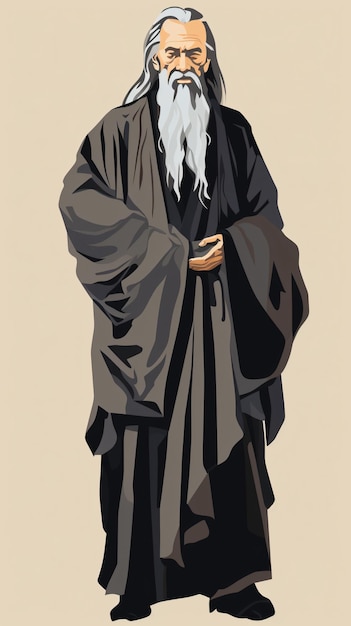 Photo une caricature d'un homme avec une longue barbe blanche