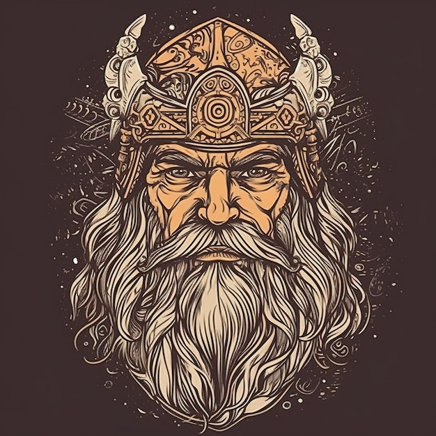 Une caricature d'un homme portant un chapeau viking