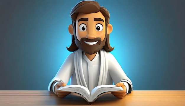 Caricature de Jésus-Christ style de vie et livre de lecture