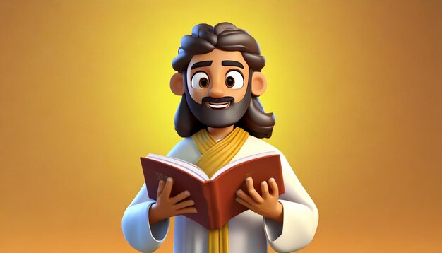 Photo caricature de jésus-christ style de vie et livre de lecture