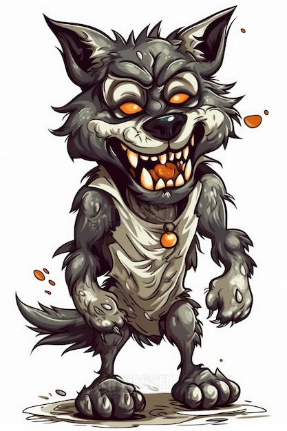 Caricature d'un loup-garou pour la fête d'Halloween