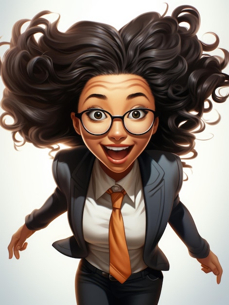 Photo une caricature noire très heureuse de femme d'affaires
