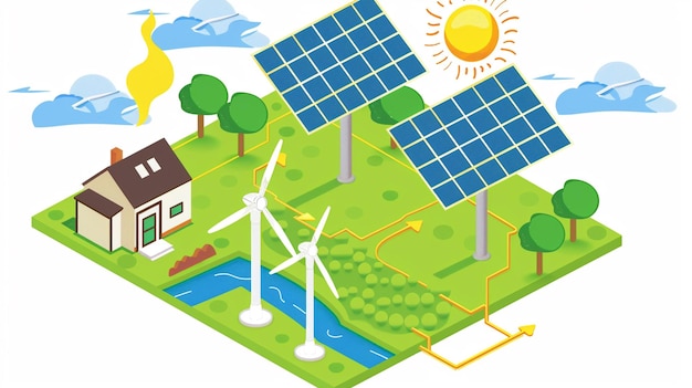 une caricature de panneaux solaires et de panneau solaire