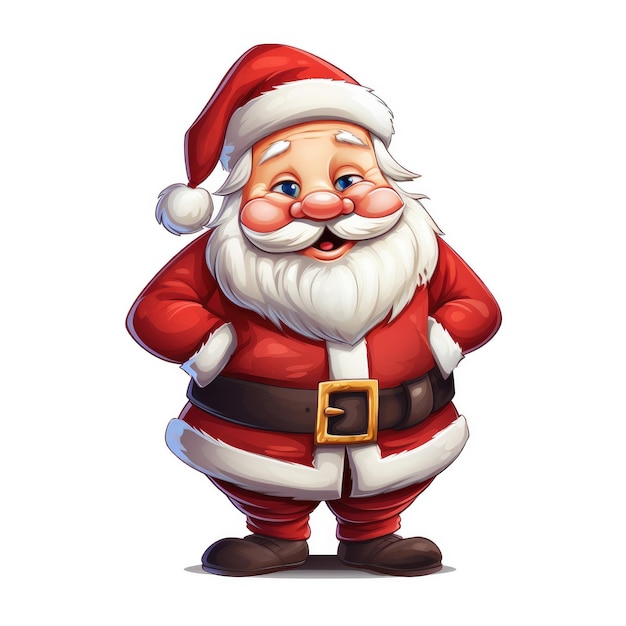 Caricature d'un Père Noël européen en pleine longueur sans cadeau sur un fond blanc