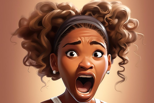 Caricature de Serena Williams dans le style de caricature d'animation 2D rugueuse de Disney