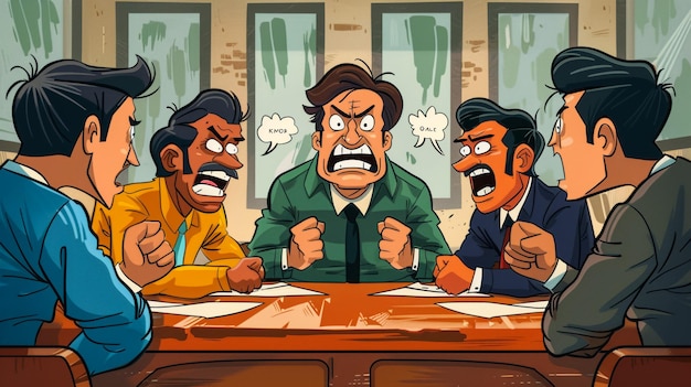 Photo une caricature de trois hommes dans un style de dessin animé avec les mots en colère