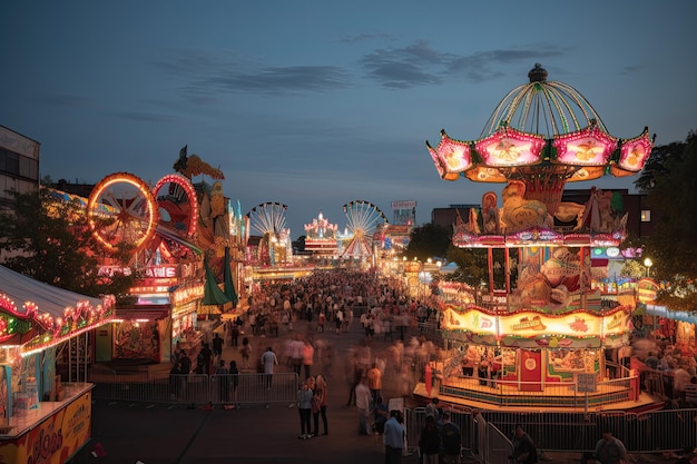 carnaval d'été coloré au crépuscule