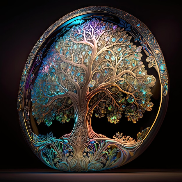 Carnaval verre arbre de vie détails complexes éclairage de studio