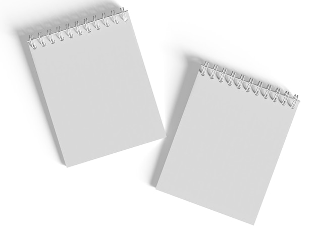Carnet de notes à reliure en spirale à fond blanc sur illustration 3D