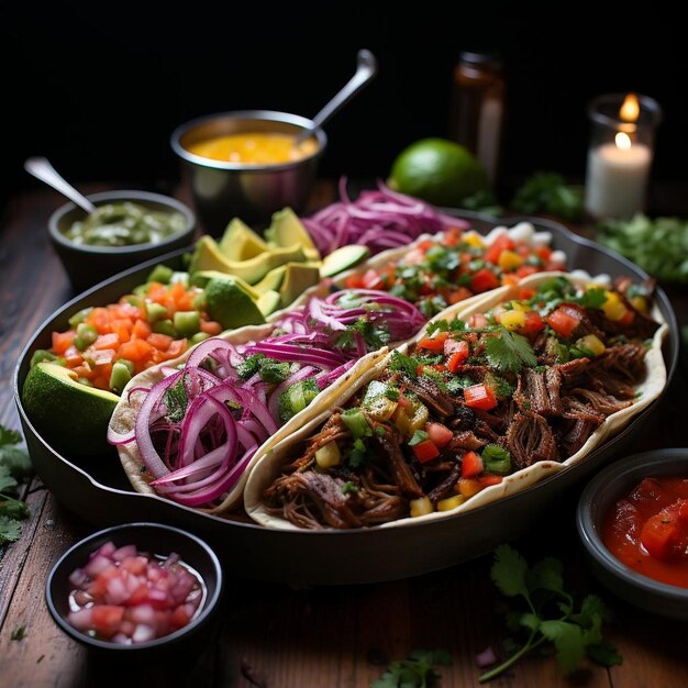 Les Carnitas colorées capturent la photo de la nourriture mexicaine