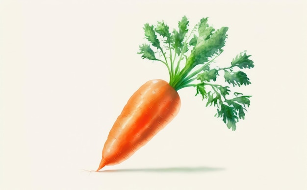 une carotte dessinée sur fond blanc illustrations de légumes verts aquarelle générées par ai