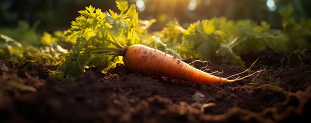 carottes allongées sur le sol du jardin arrière lumière champ de carottes