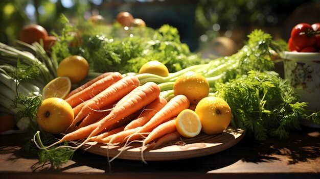 Photo carottes et citron servis frais sur une assiette