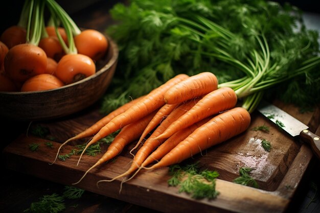 Des carottes crues dans la cuisine