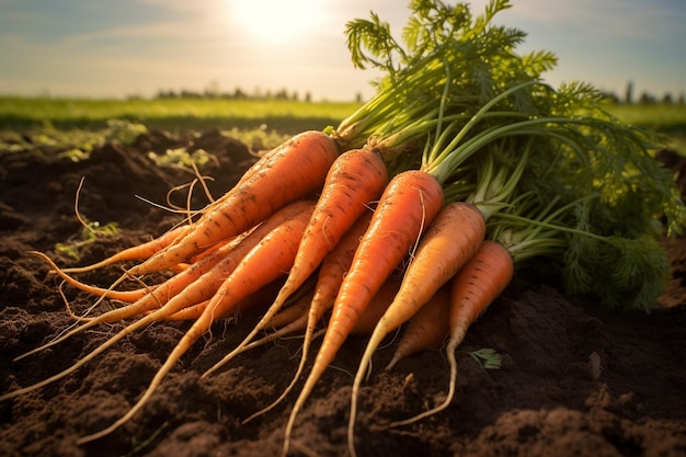 Des carottes fraîchement cueillies à la ferme