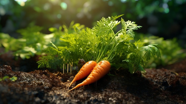 les carottes fraîches au sol