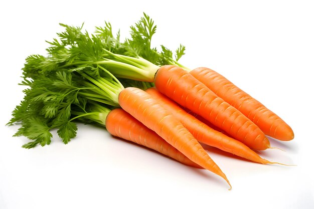 Carottes fraîches isolées sur fond blanc