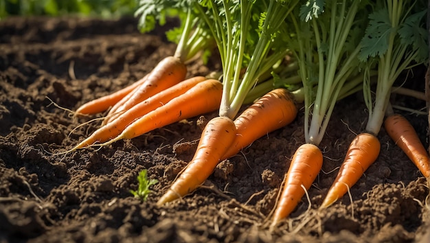 carottes mûres dans le jardin récolte d'été