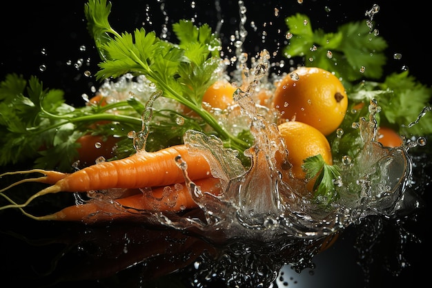 Des carottes qui tombent dans l'eau