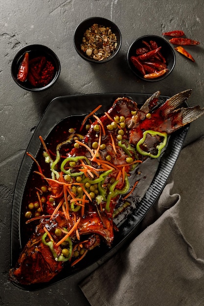 Carpe frite en sauce aux légumes Cuisine chinoise