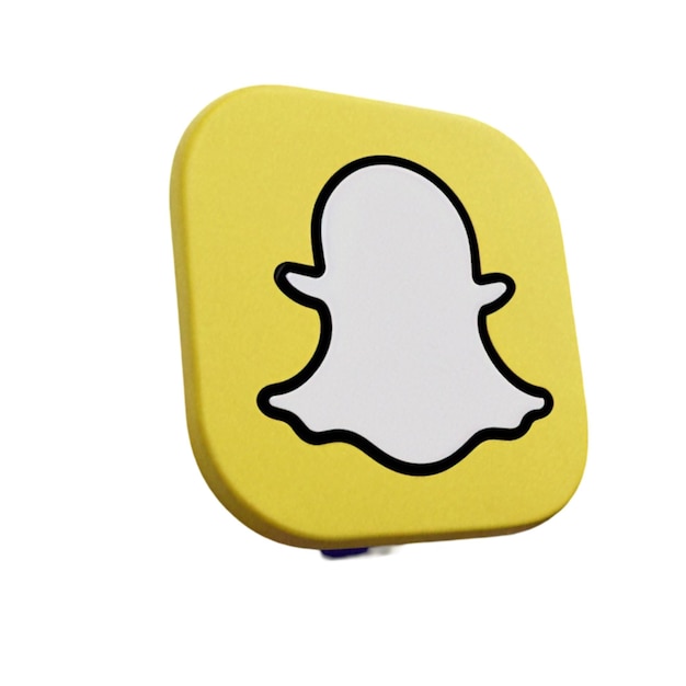 Un carré arrondi 3D avec le logo de Snapchat