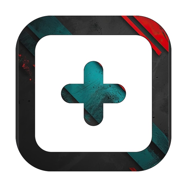 Photo carré plus icône diagonale noir vert rouge