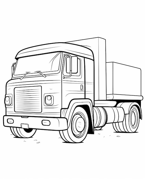 Photo carreau de coloriage pour camions de transport pour enfants pages de coloriage imprimables