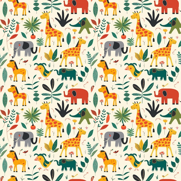 Des carreaux d'animaux de safari vibrants parfaits pour la décoration de la chambre des enfants
