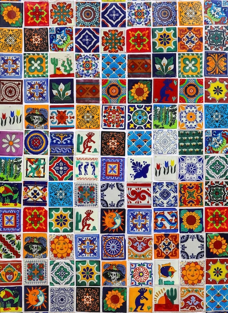 Carreaux de céramique mexicaine fond coloré lumineux multicolore