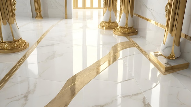 Carreaux de marbre et revêtement de sol de qualité supérieure avec motif doré exclusif avec réglementation 8k