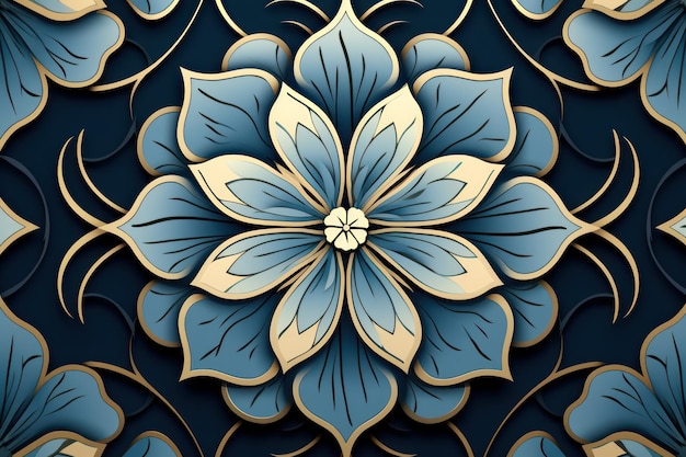 Carreaux Un motif floral sur un fond bleu