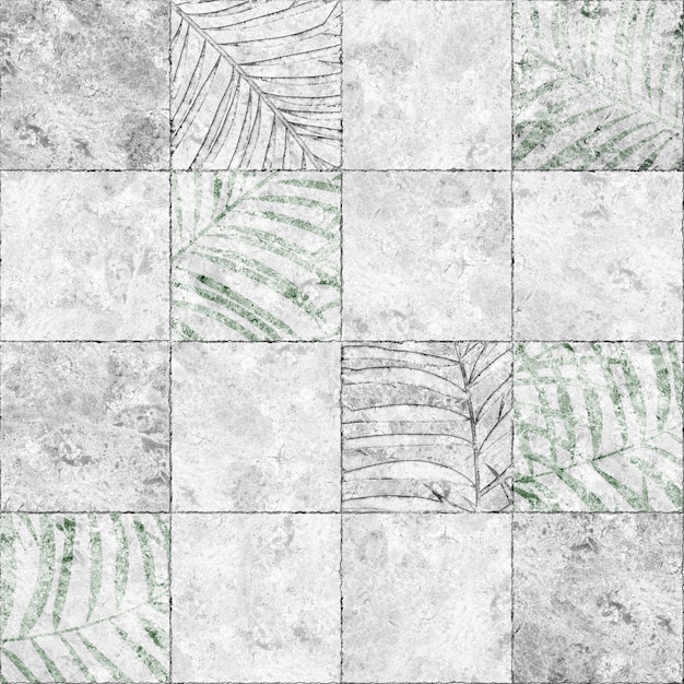 Photo carreaux de pierre décoratifs avec motif de feuilles tropicales et texture de marbre naturel. élément de design. texture de fond